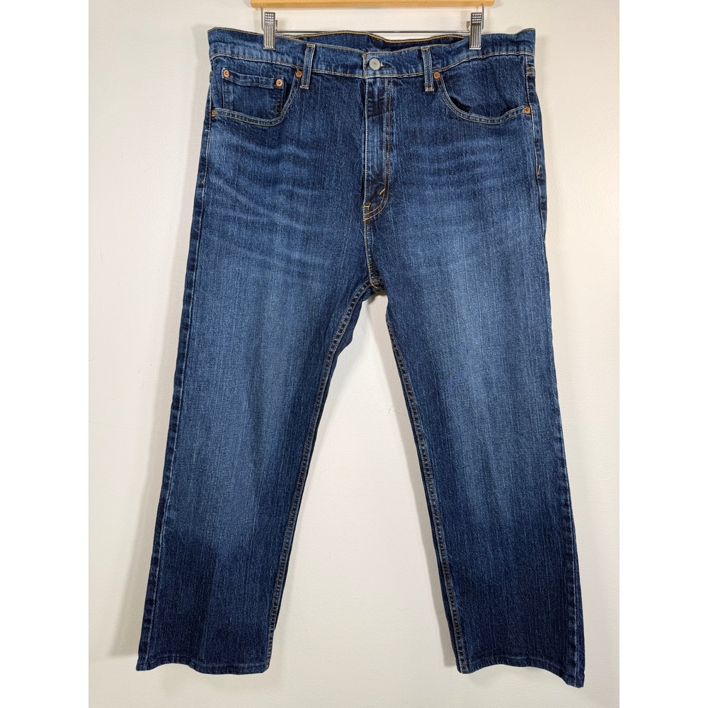 Levis 505 Regular Jeans Men Fits 38x27 Dk Wash Blue‎ Straight Leg Denim Workwear